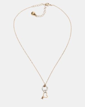Two Tone Knot Heart Pendant Necklace