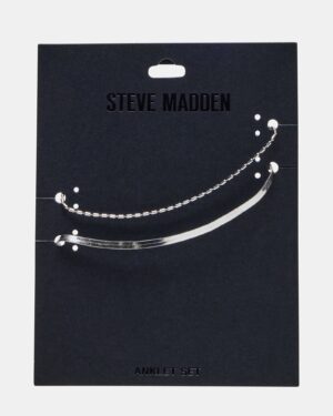 Herringbone Chain Anklet Set Silver